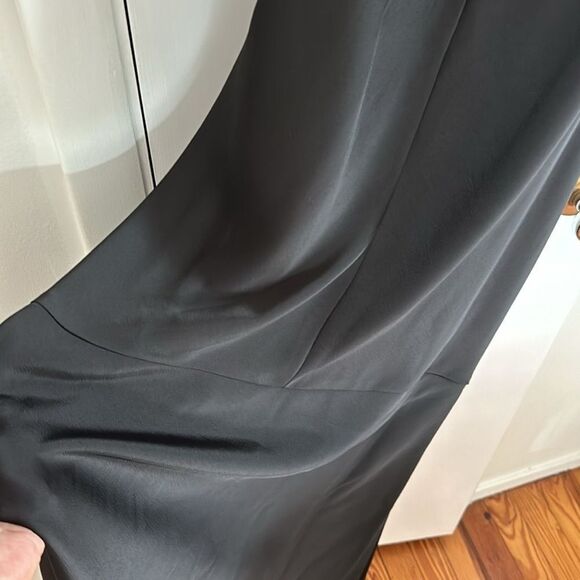 Vince Camuto Black Satin Maxi Slip Dress V-Neck Spaghetti Strap Front Slit 4 - Picture 13 of 13